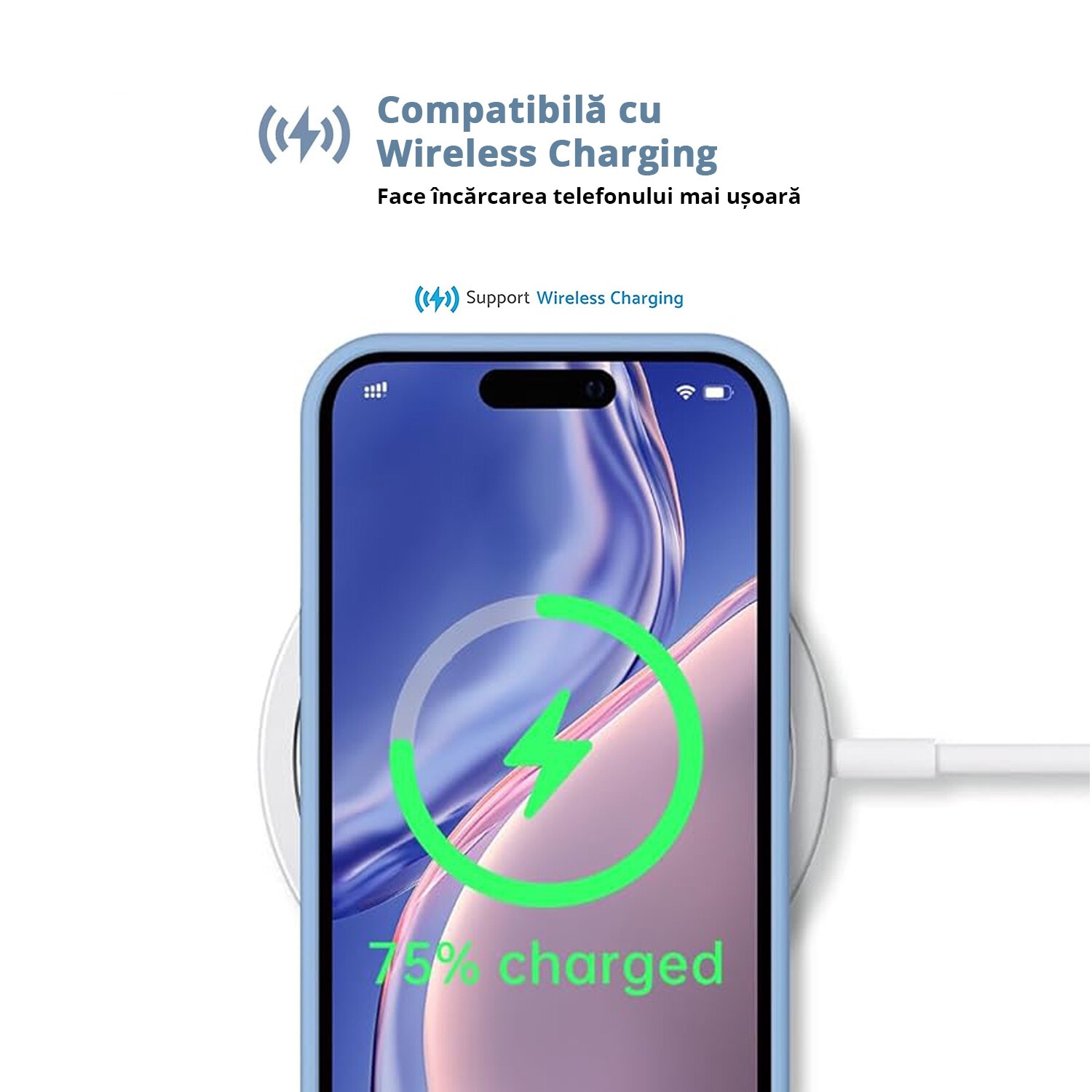 Husa pentru iPhone 16, MobileSmart, Hybrid ultra slim, carcasa spate Antisoc, Light Blue