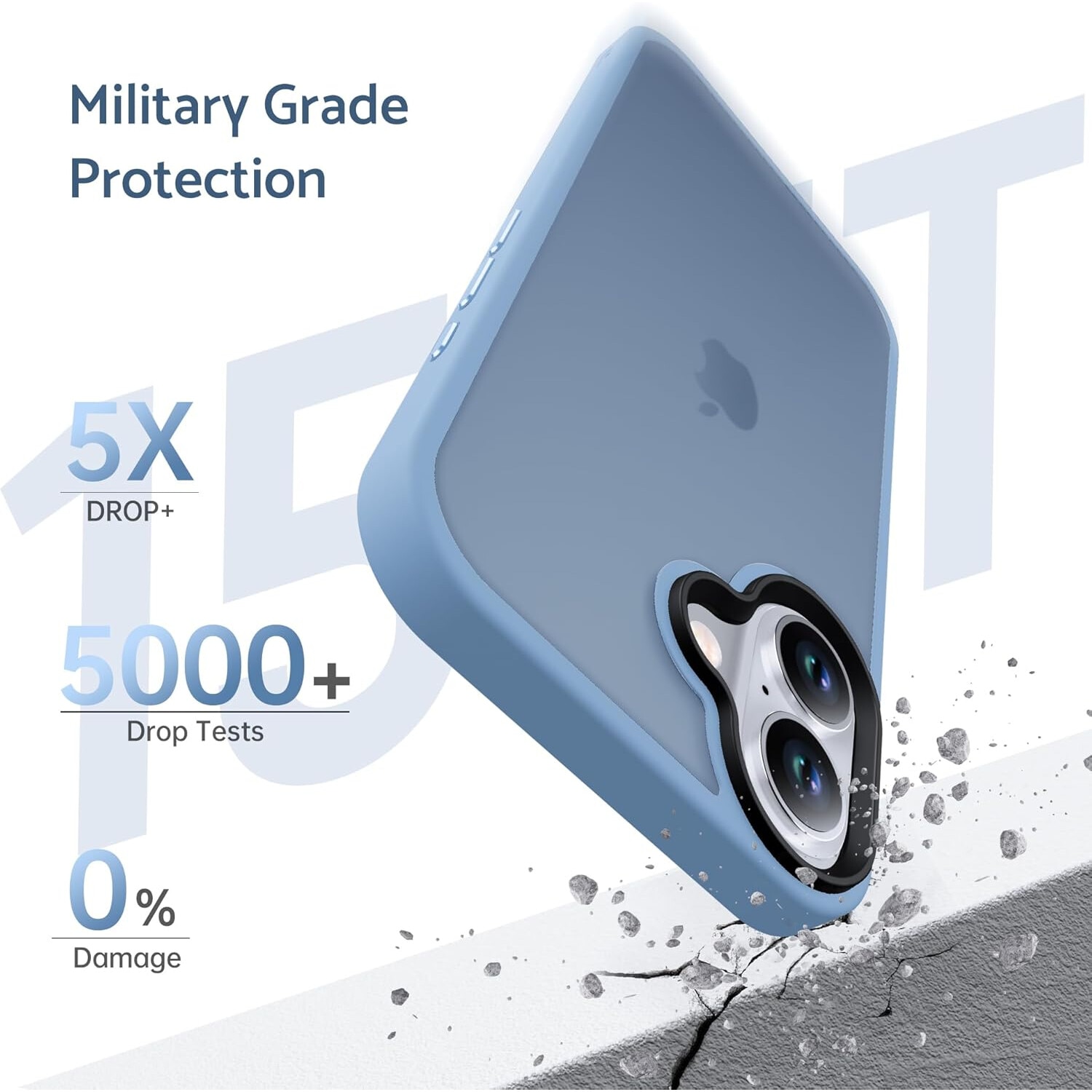 Husa pentru iPhone 16, MobileSmart, Hybrid ultra slim, carcasa spate Antisoc, Light Blue
