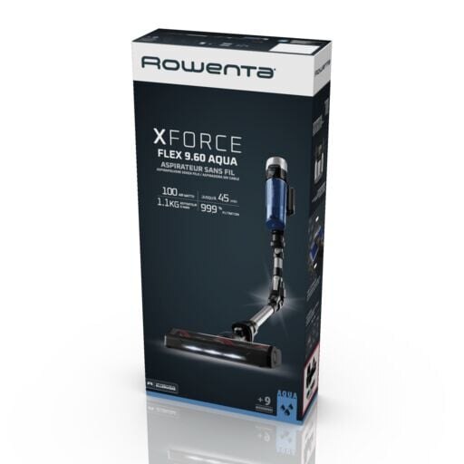 Aspirator vertical Rowenta X-Force Flex 9.60 Aqua RH20C0WO, 0.4 L, 250 W, Gri/Albastru