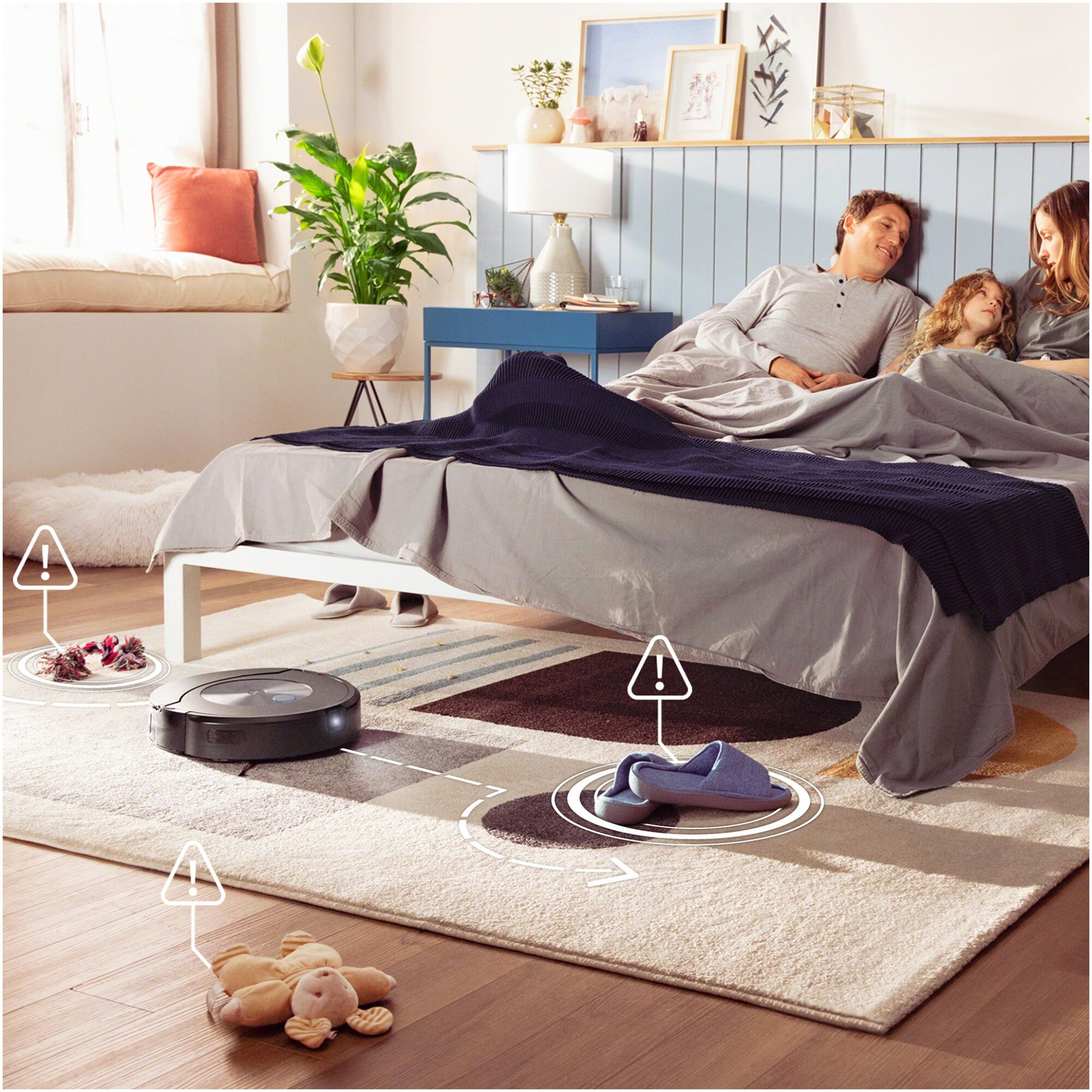 Robot aspirator cu mop+baza descarcare iRobot Roomba Combo j7+ c7558, 26Wh, camera frontala, evita obstacole, aplicatie, 10 harti, bariere virtuale, golire automata, WiFi, Alexa&Google, senzori scari, gri