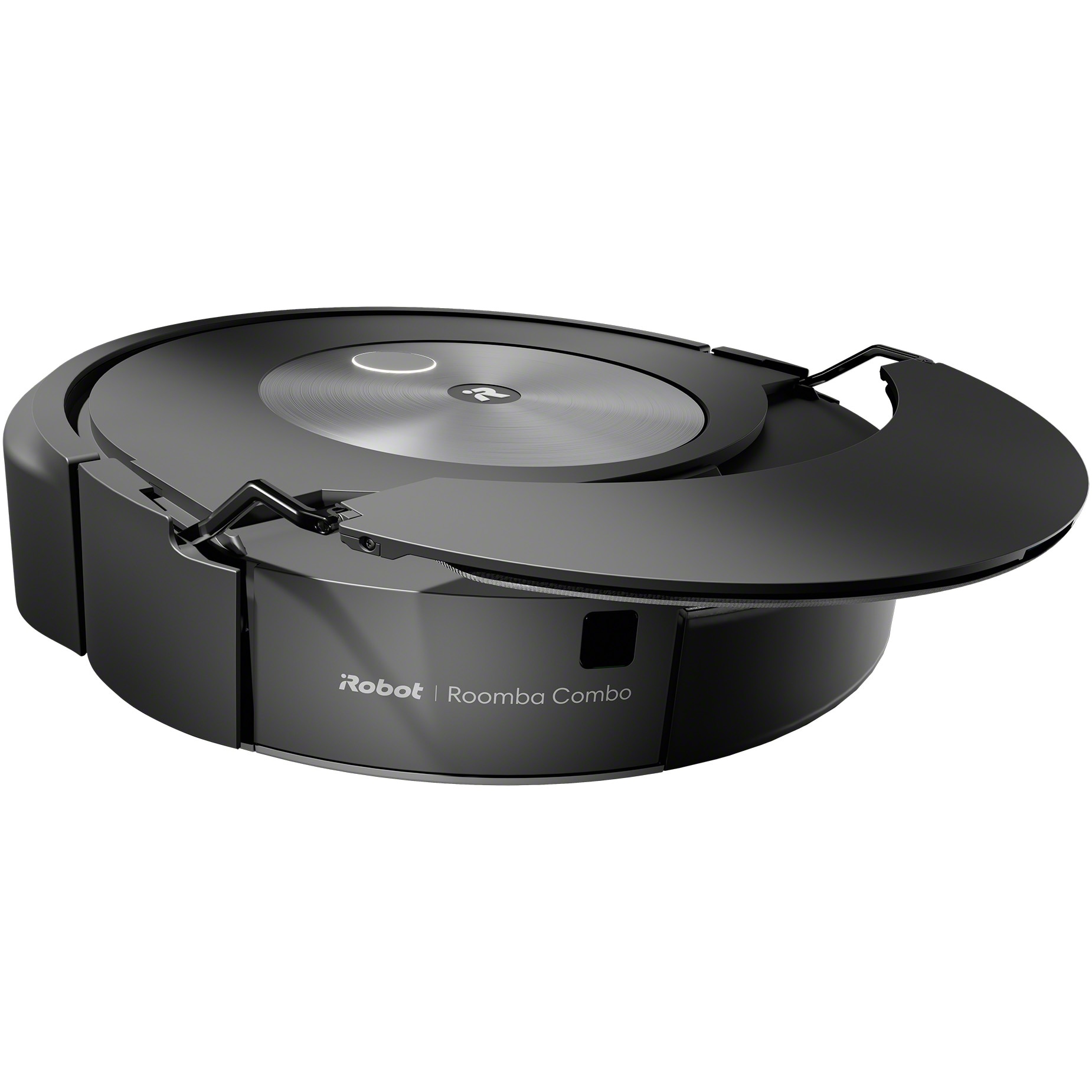 Robot aspirator cu mop+baza descarcare iRobot Roomba Combo j7+ c7558, 26Wh, camera frontala, evita obstacole, aplicatie, 10 harti, bariere virtuale, golire automata, WiFi, Alexa&Google, senzori scari, gri