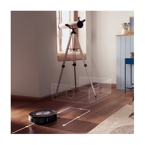 Robot aspirator cu mop+baza descarcare iRobot Roomba Combo j7+ c7558, 26Wh, camera frontala, evita obstacole, aplicatie, 10 harti, bariere virtuale, golire automata, WiFi, Alexa&Google, senzori scari, gri