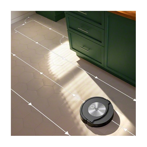 Robot aspirator cu mop+baza descarcare iRobot Roomba Combo j7+ c7558, 26Wh, camera frontala, evita obstacole, aplicatie, 10 harti, bariere virtuale, golire automata, WiFi, Alexa&Google, senzori scari, gri