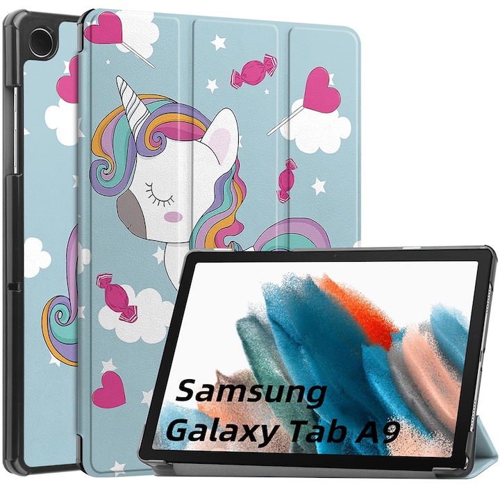 Husa Samsung Galaxy Tab A9 8.7 inch UltraSlim de tip stand, Aiyando, unicorn