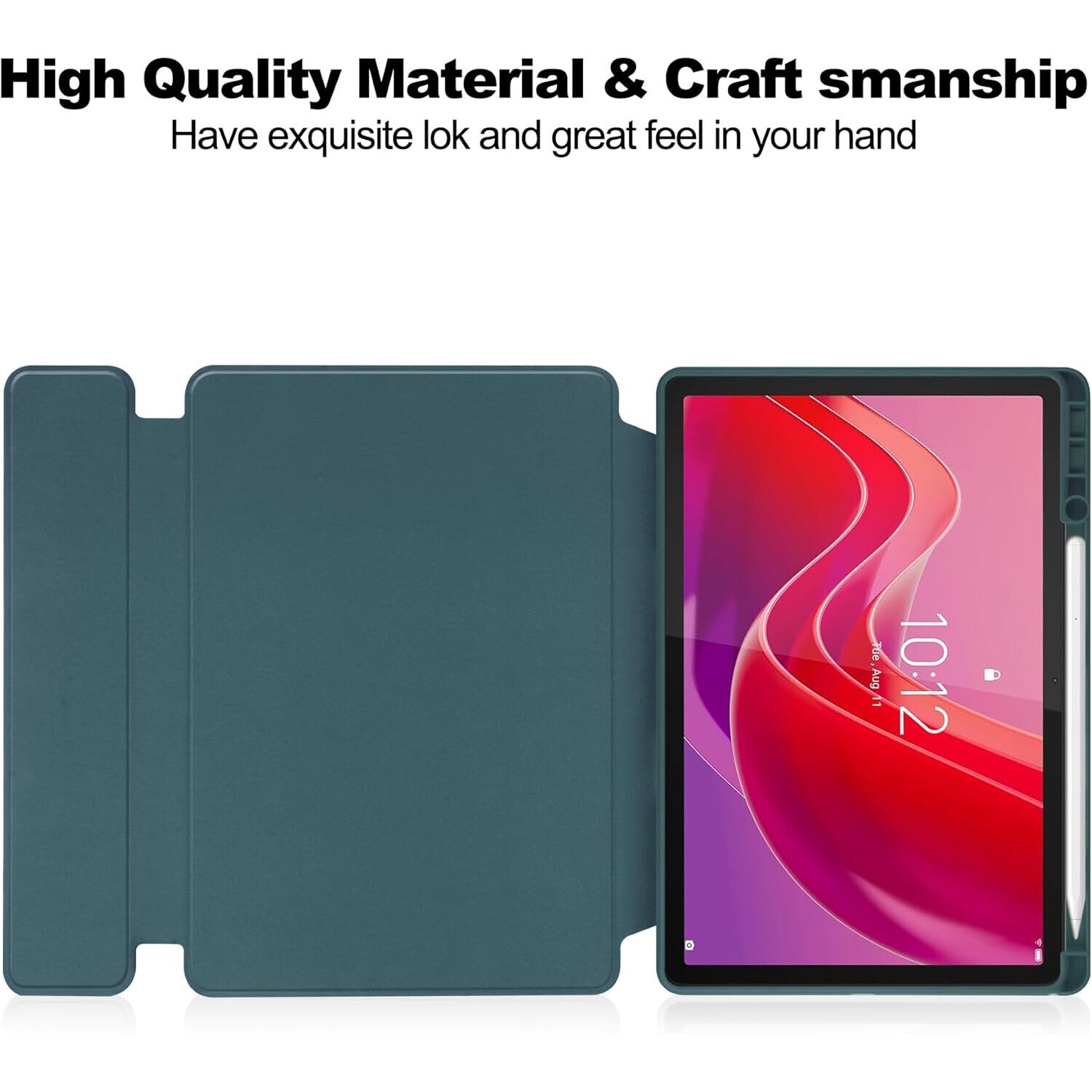 Pentru Lenovo Xiaoxin Pad 2024, 11-inch TB-331FC, Tab M11 11-inch 2023 TB-330FU, Premium PU Leather Folding Stand, piele transparenta, 360 de grade pivotant, inteligent Auto Sleep Wake cu Pen Holder caz de protectie, Albastru cerneala