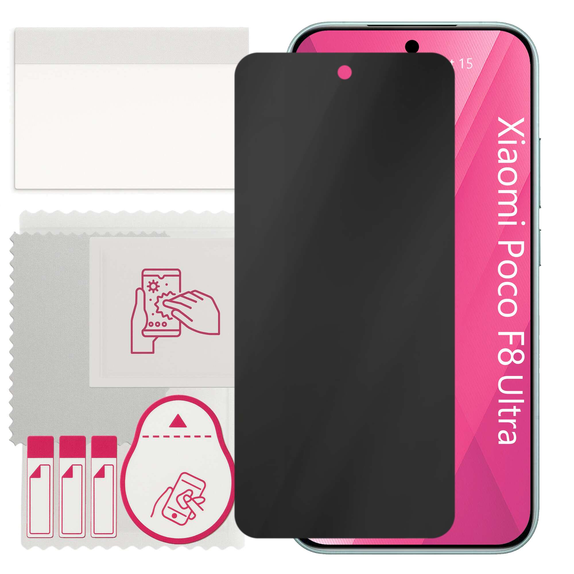 Sticla de protectie PRIVACY apgo pentru Xiaomi Poco F8 Ultra – sticla hibrid, full glue, flexible glass