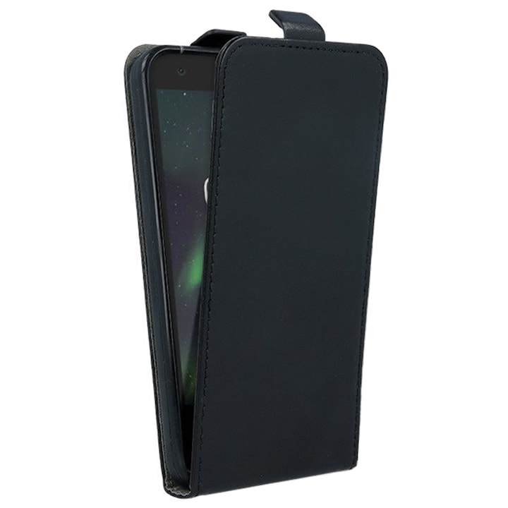 Husa Flip Cover Magnet, Tip carte, Inchidere magnetica in partea superioara, Samsung Galaxy J5 2015, Negru
