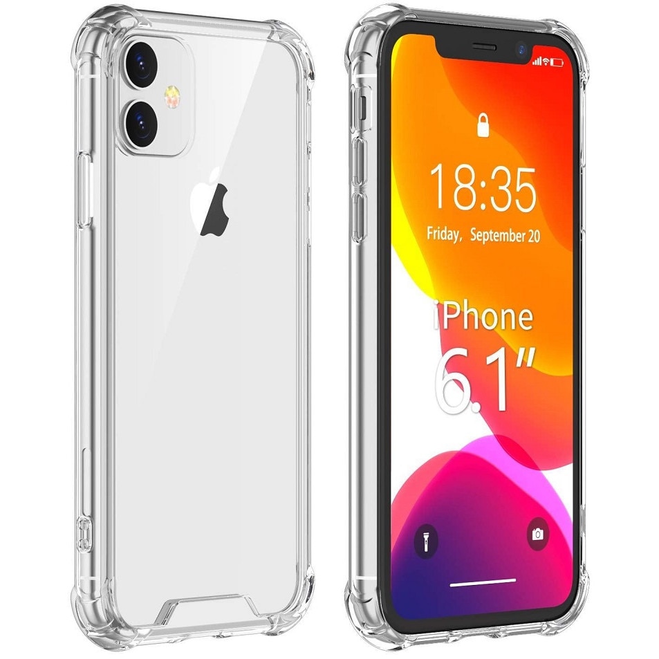 Husa compatibila cu iPhone 11, Anti-Shock, Silicon Transparent, Cu Protectie Camera, BzStore
