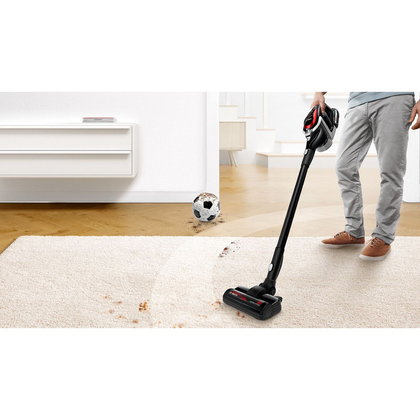 Aspirator vertical 2 in 1 Bosch Unlimited Serie 8 BSS81POW, 18 V Li-ion, Autonomie 35 minute, 2.54 kWh/an, Sistem Pro Power, Motor Digital Spin, Negru