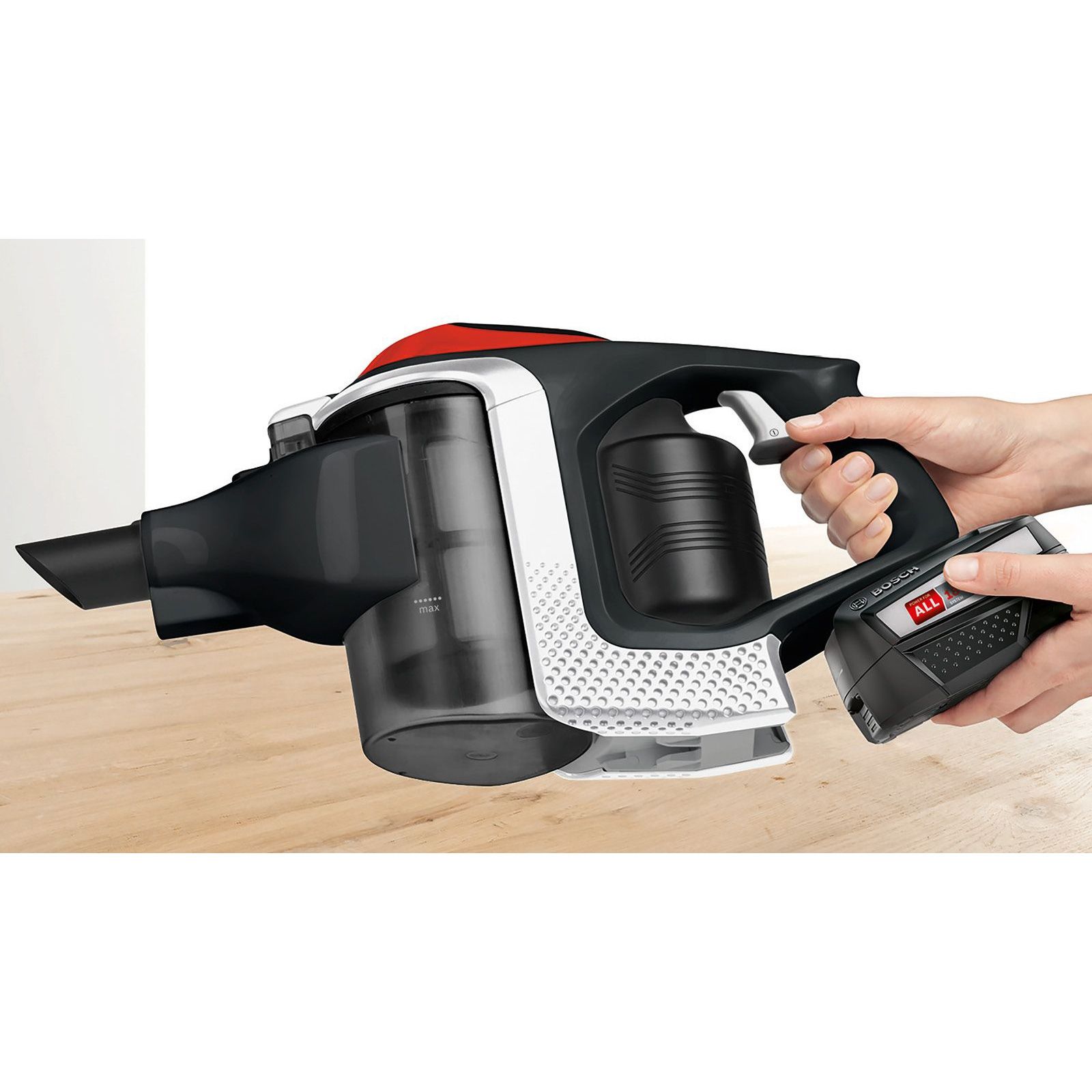 Aspirator vertical 2 in 1 Bosch Unlimited Serie 8 BSS81POW, 18 V Li-ion, Autonomie 35 minute, 2.54 kWh/an, Sistem Pro Power, Motor Digital Spin, Negru