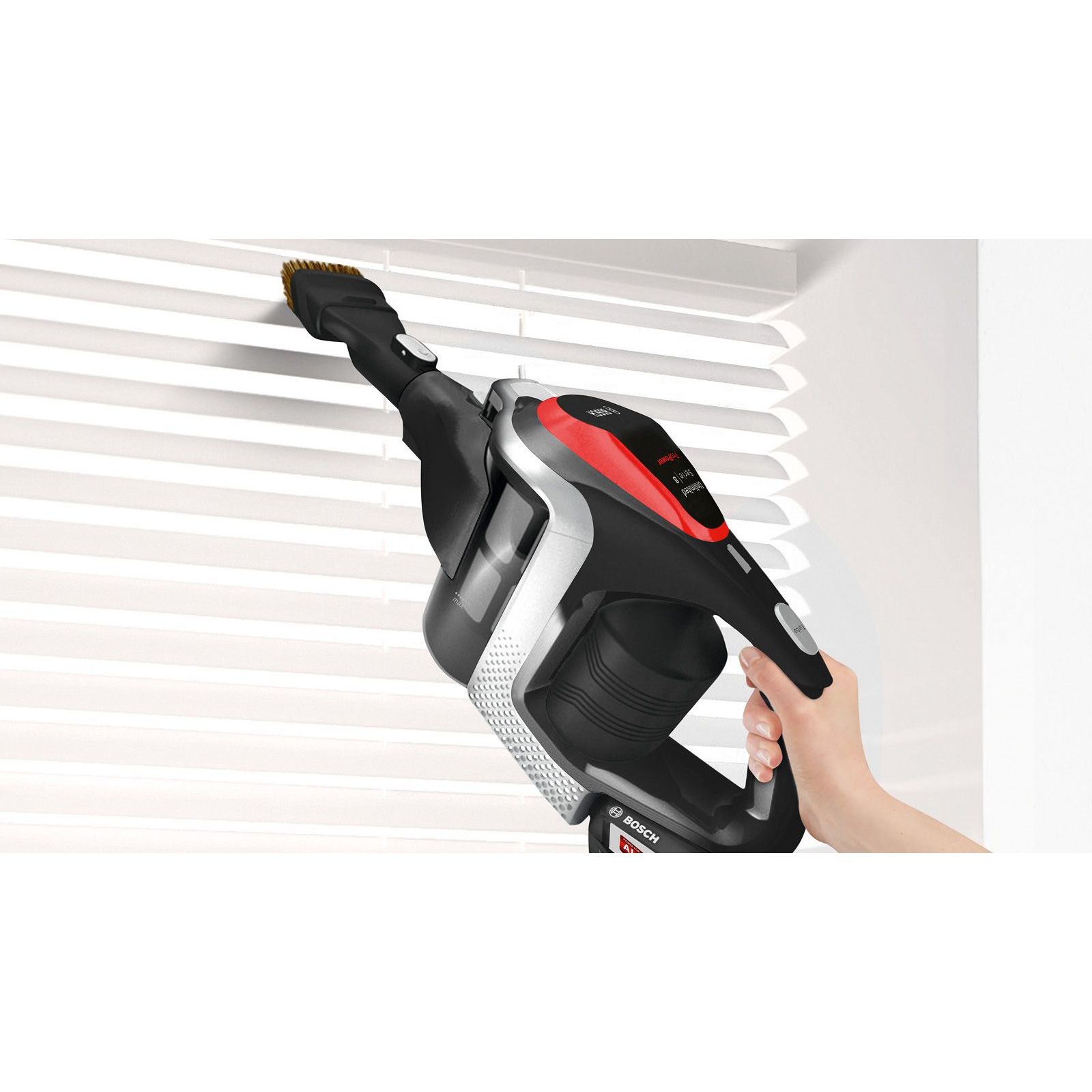 Aspirator vertical 2 in 1 Bosch Unlimited Serie 8 BSS81POW, 18 V Li-ion, Autonomie 35 minute, 2.54 kWh/an, Sistem Pro Power, Motor Digital Spin, Negru