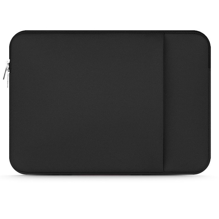Geantă laptop Tokgalaxis neagră de 14", cu buzunare, neopren, 380x365x30mm