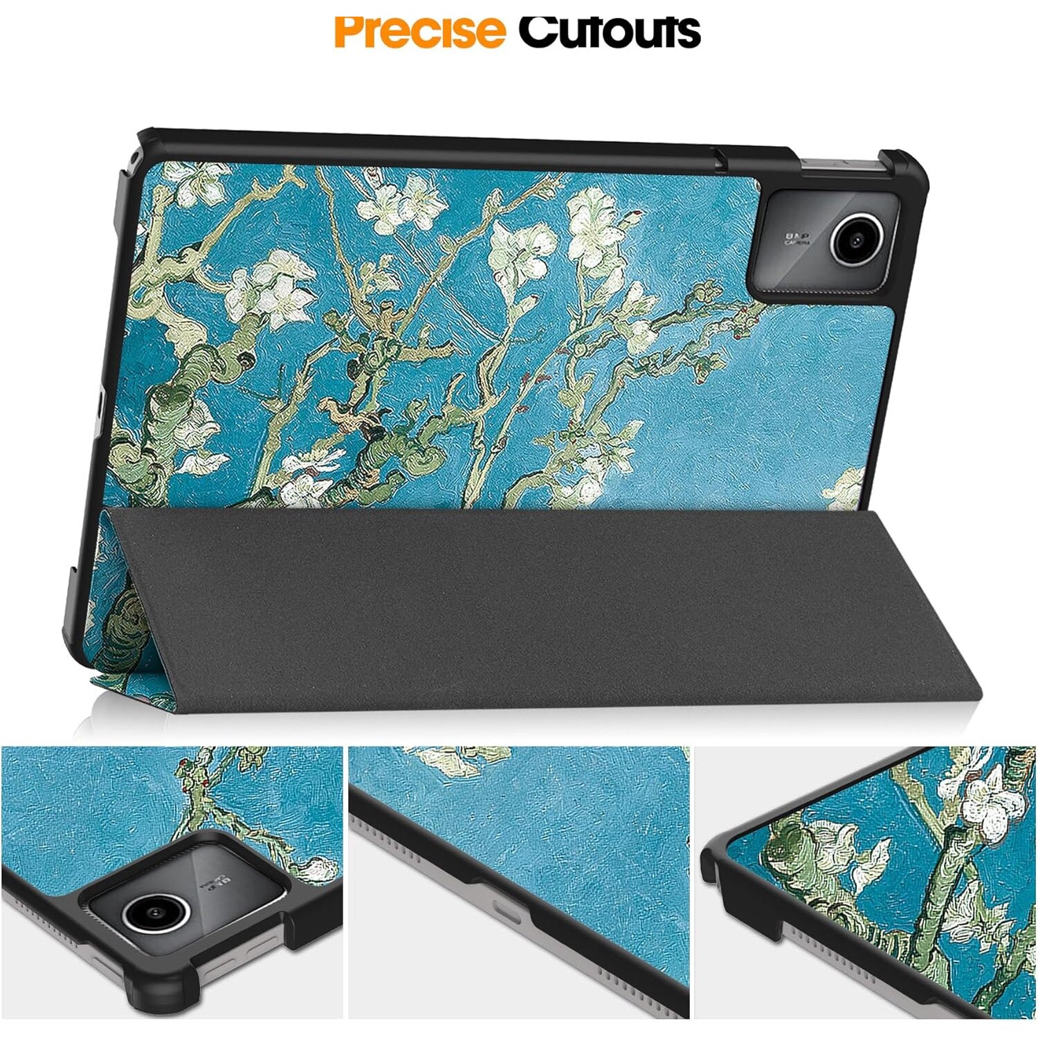 Husa Slim Sigloo, Smart Cover, Trifold, pentru Lenovo Tab M11 2024 (TB-330FU/TB-330XU/TB-331FC), 11", Cires Inflorit