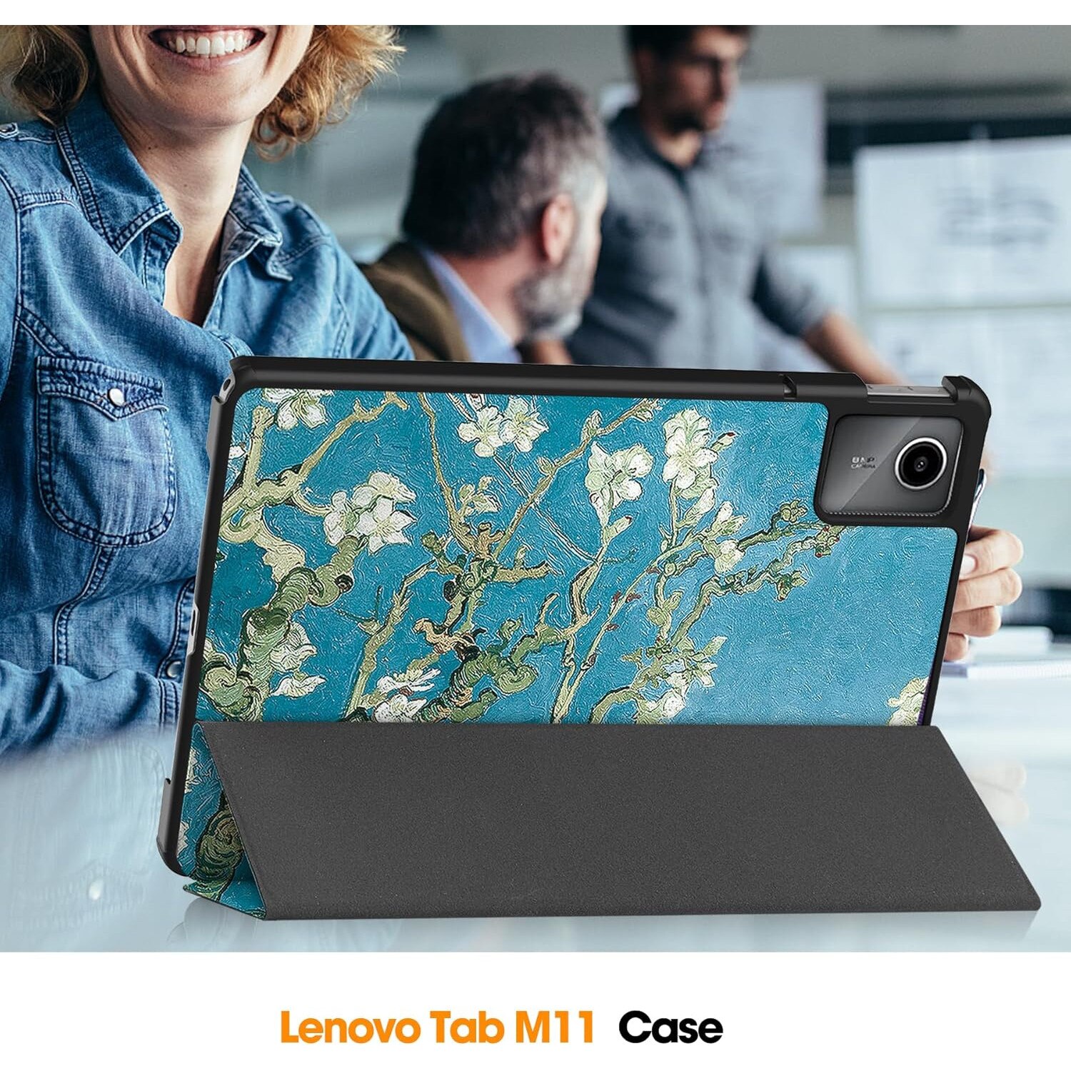 Husa Slim Sigloo, Smart Cover, Trifold, pentru Lenovo Tab M11 2024 (TB-330FU/TB-330XU/TB-331FC), 11", Cires Inflorit