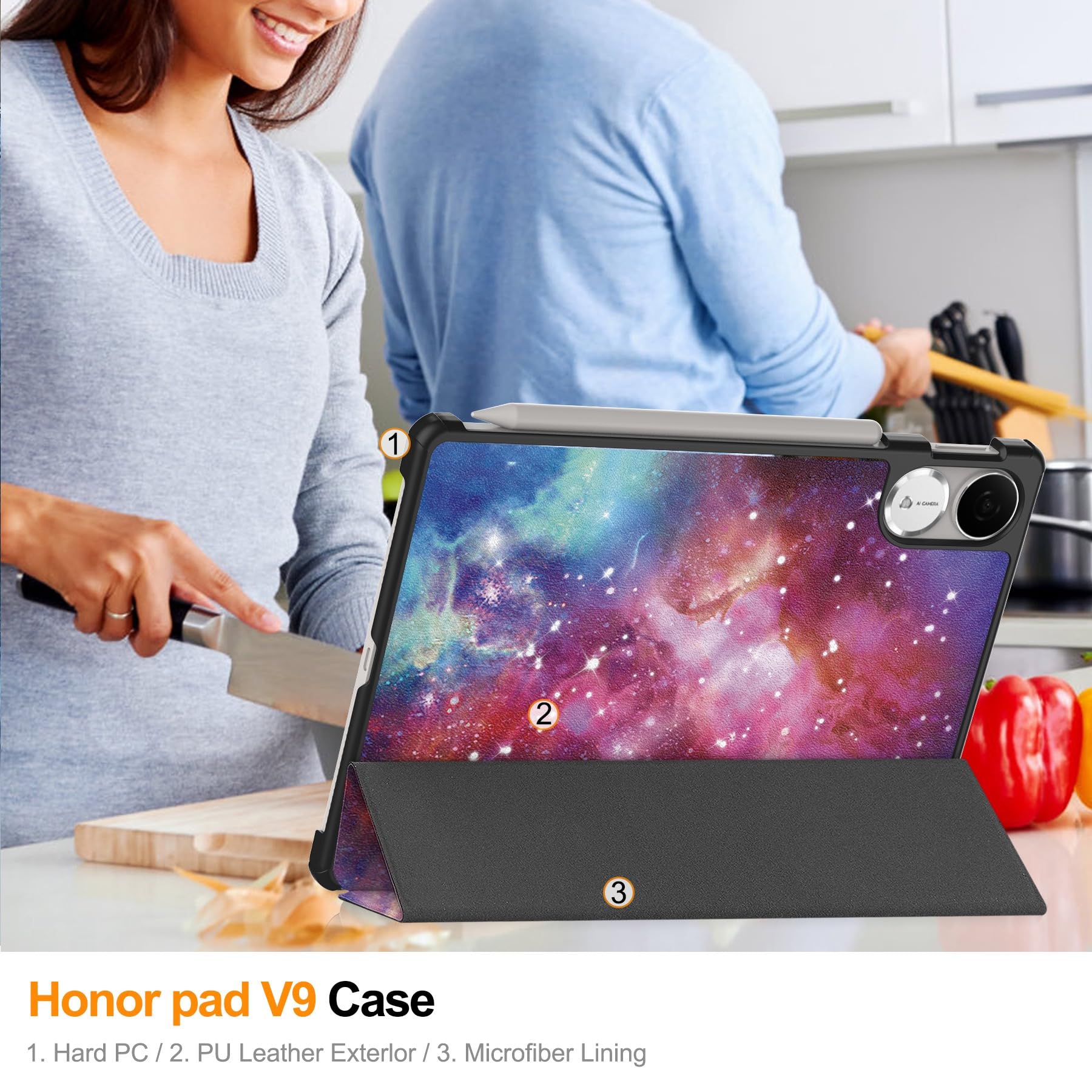 Husă pentru tabletă, Omelivon, Honor pad V9 11.5", multicolor, cu funcție sleep/wake