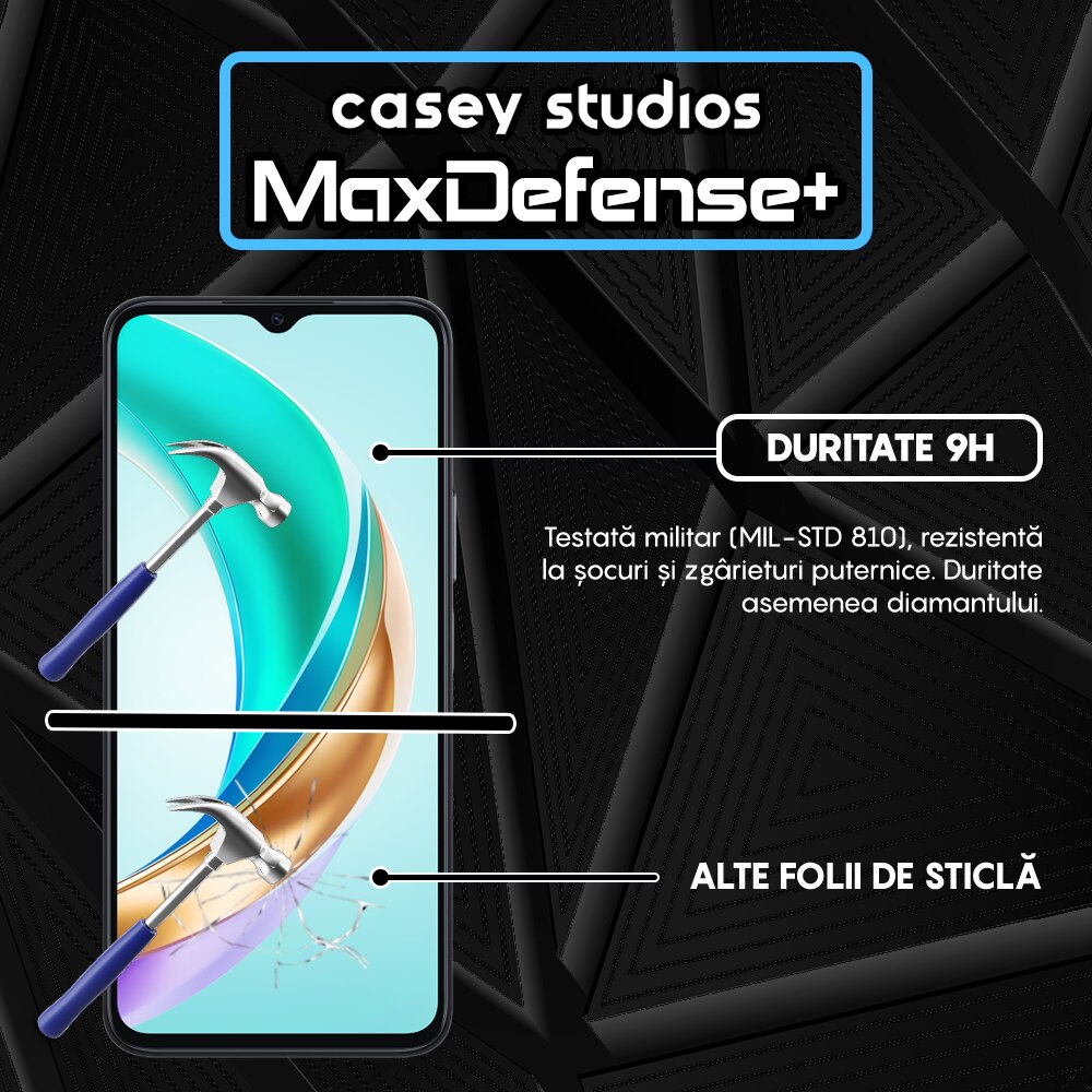 Folie Sticla CASEY STUDIOS™ compatibila cu Honor X6b, Full Cover 3D, Full Glue, Duritate Militara, Ultra HD, Anti Zgarieturi, Anti Amprente, Anti Socuri, Margini Negre