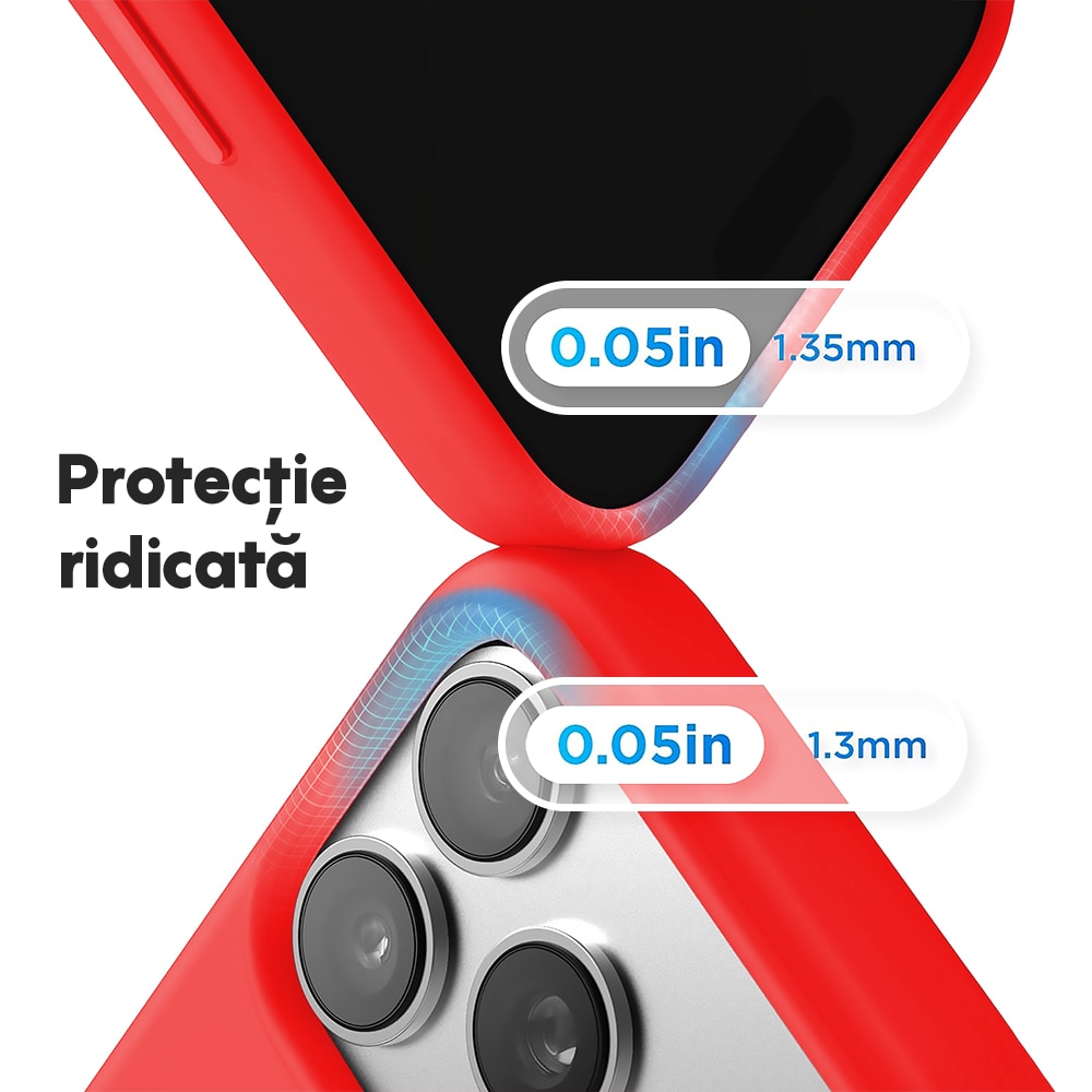 Husa CASEY STUDIOS™ pentru Apple iPhone 17 Pro Max, Soft Silicone Premium, Microfibra in Interior, de Protectie, Ultra Slim, pentru Incarcare Wireless, Margini Ridicate pentru Protectia Ecranului si a Camerelor, Rosu