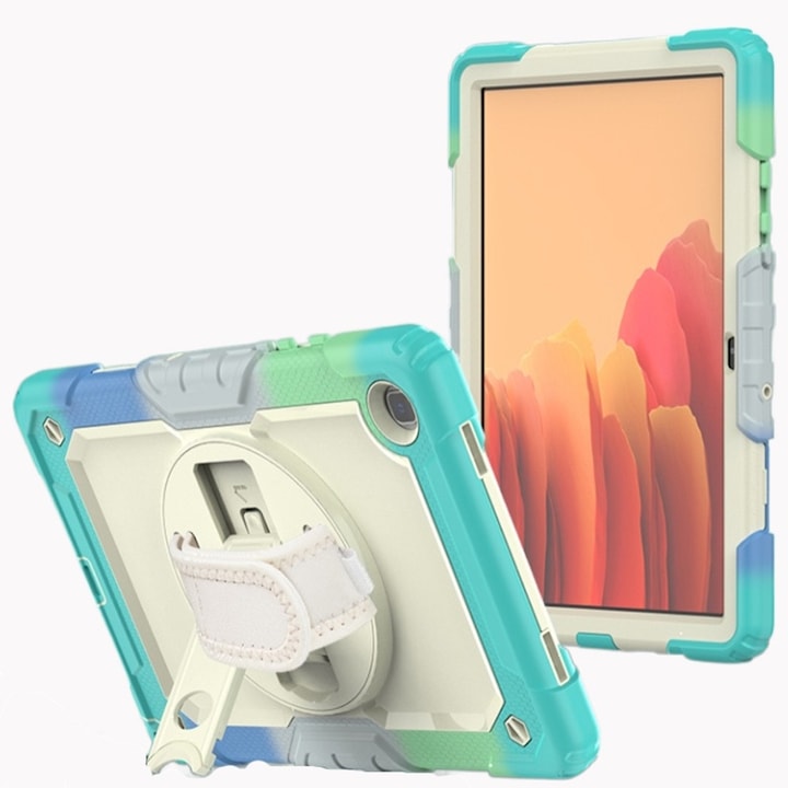 Husa Antisoc Cu Curea De Mana Pentru Samsung Galaxy Tab A9 De 8,7 inchi. (Model: SM-X115), Fudisenn，Cu capac pentru stilou，Rotire La 360°, procesul de gofrare，Portabil， 2023 (albastru deschis)，26.8×17.9×2.1cm