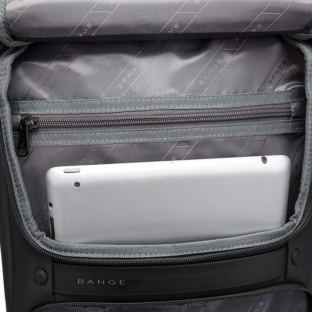 Rucsac laptop 15.6", business, impermeabil, cu port de incarcare USB, BANGE, 48x30x12.5 cm, Negru