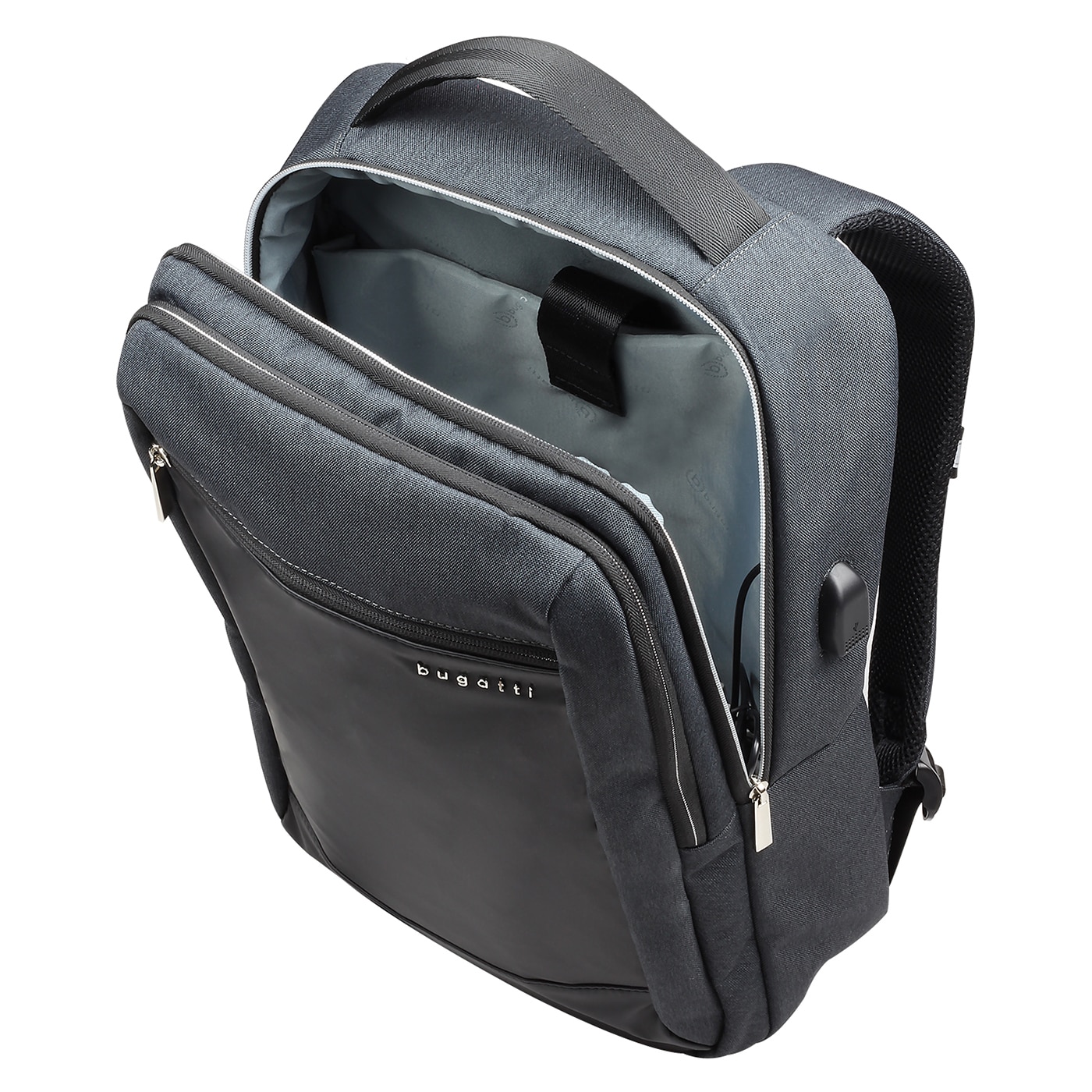 Rucsac barbati, Bugatti, Sera, pentru laptop de 16 inch si documete, Gri antracit