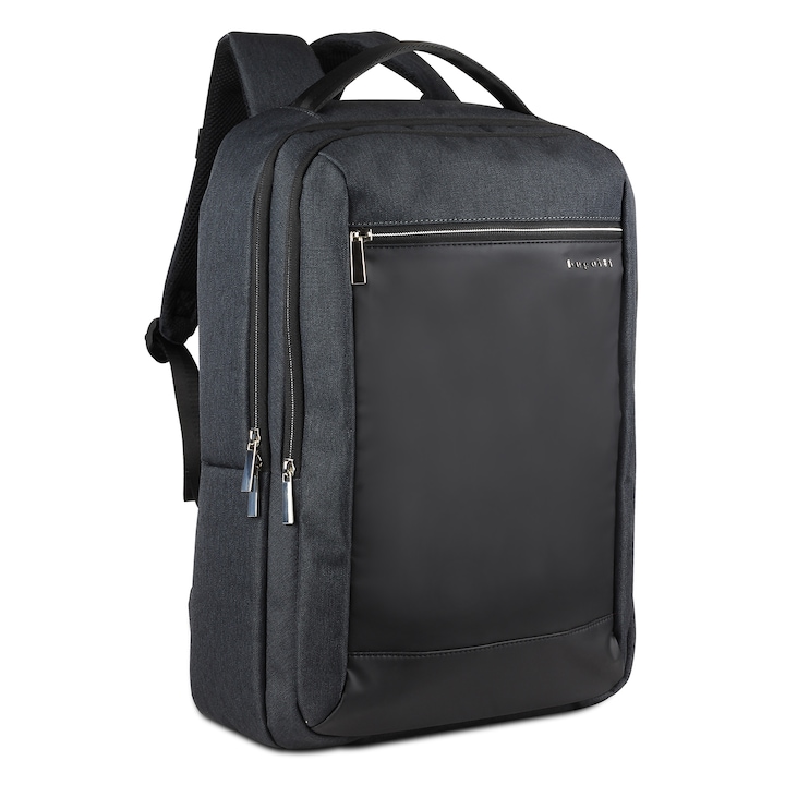 Rucsac barbati, Bugatti, Sera, pentru laptop de 16 inch si documete, Gri antracit