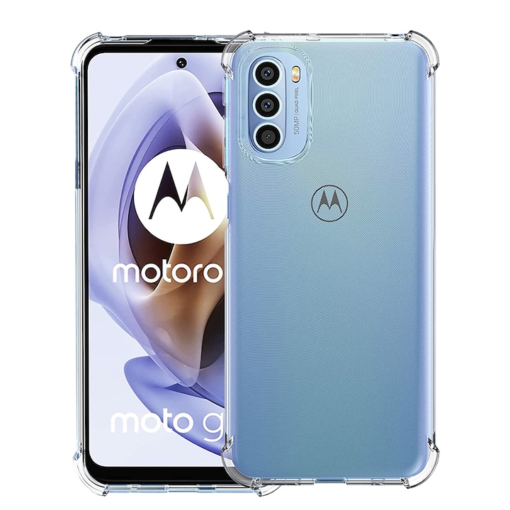 Husa Antisoc compatibila cu Motorola Moto G31, Protectie Sporita, Silicon Slim, Crystal Clear