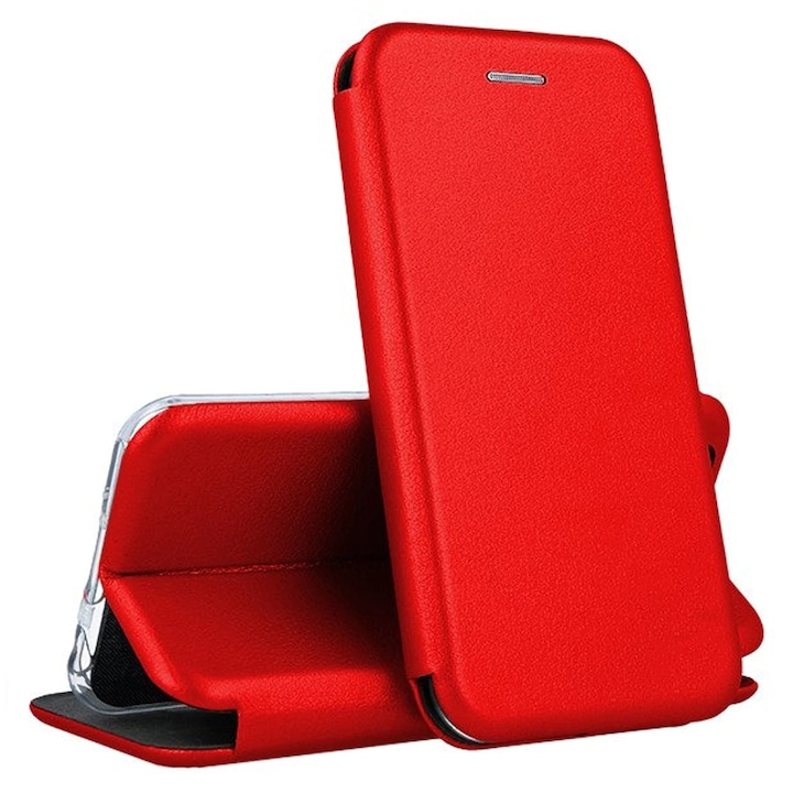 Husa pentru Samsung Galaxy A56, Tip carte DaDen®, Suport card, Functie de Stand si Inchidere Magnetica, Protectie Sporita, Rosu