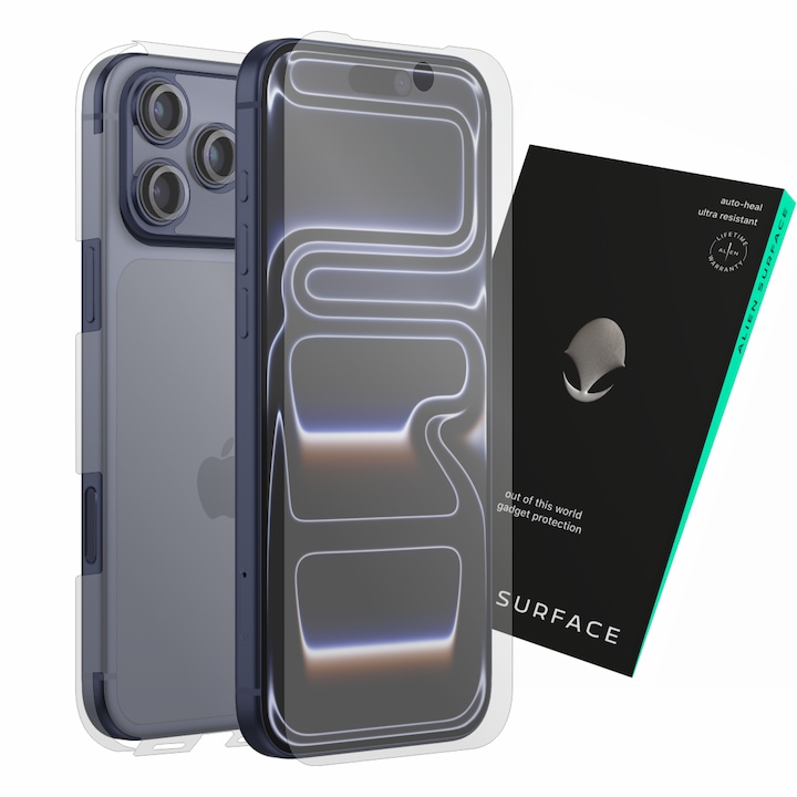 Folie protectie, compatibil cu Apple iPhone 17 Pro Max, acoperire ecran, spate, laterale si camera, Alien Surface