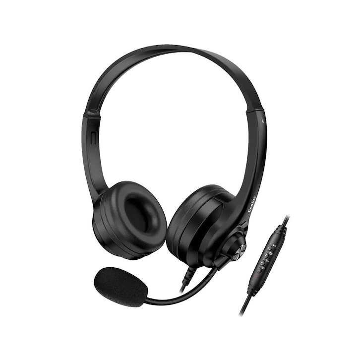 Casti cu fir Genius, HS-235U, microfon, USB, 2.4m, negru