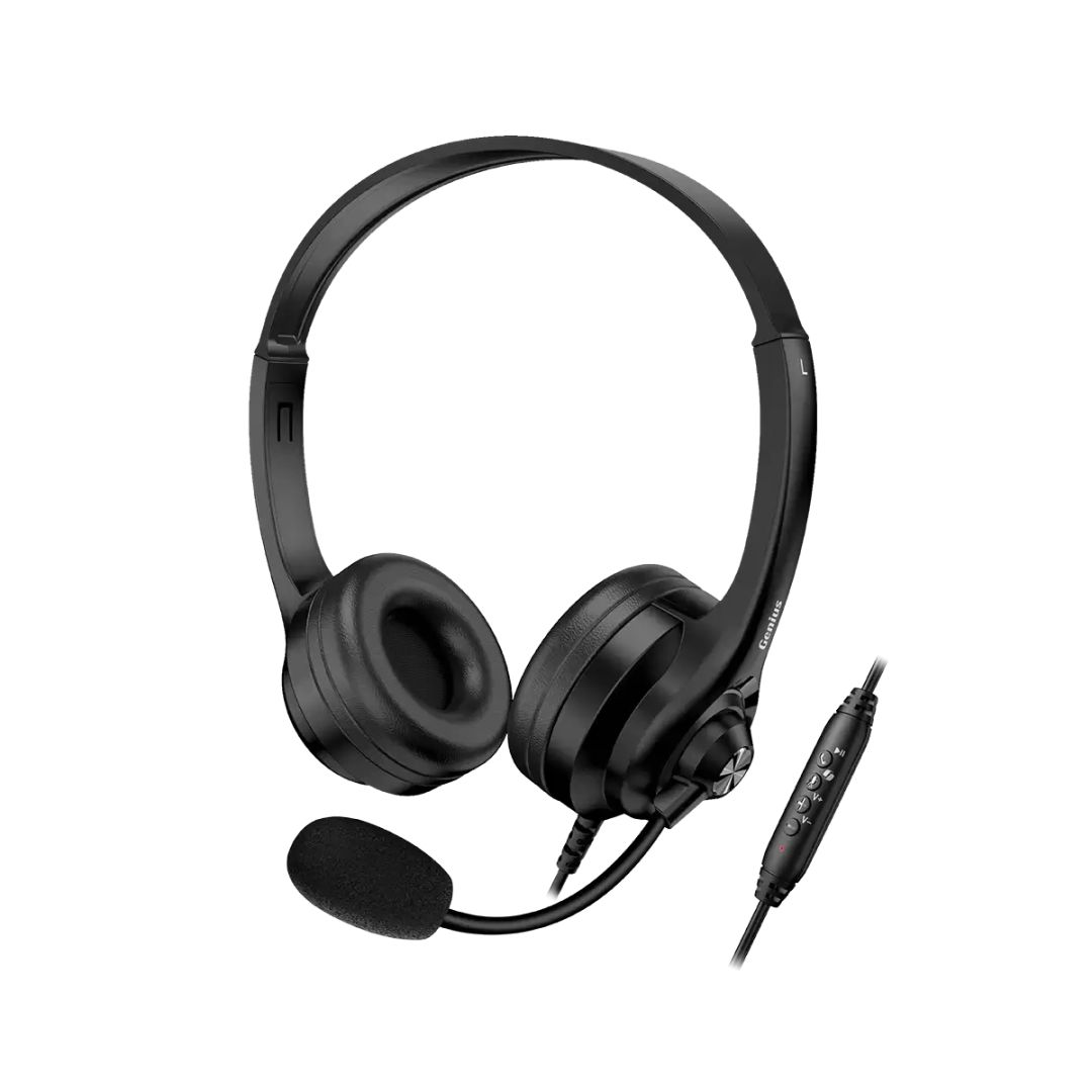Casti cu fir Genius, HS-235U, microfon, USB, 2.4m, negru