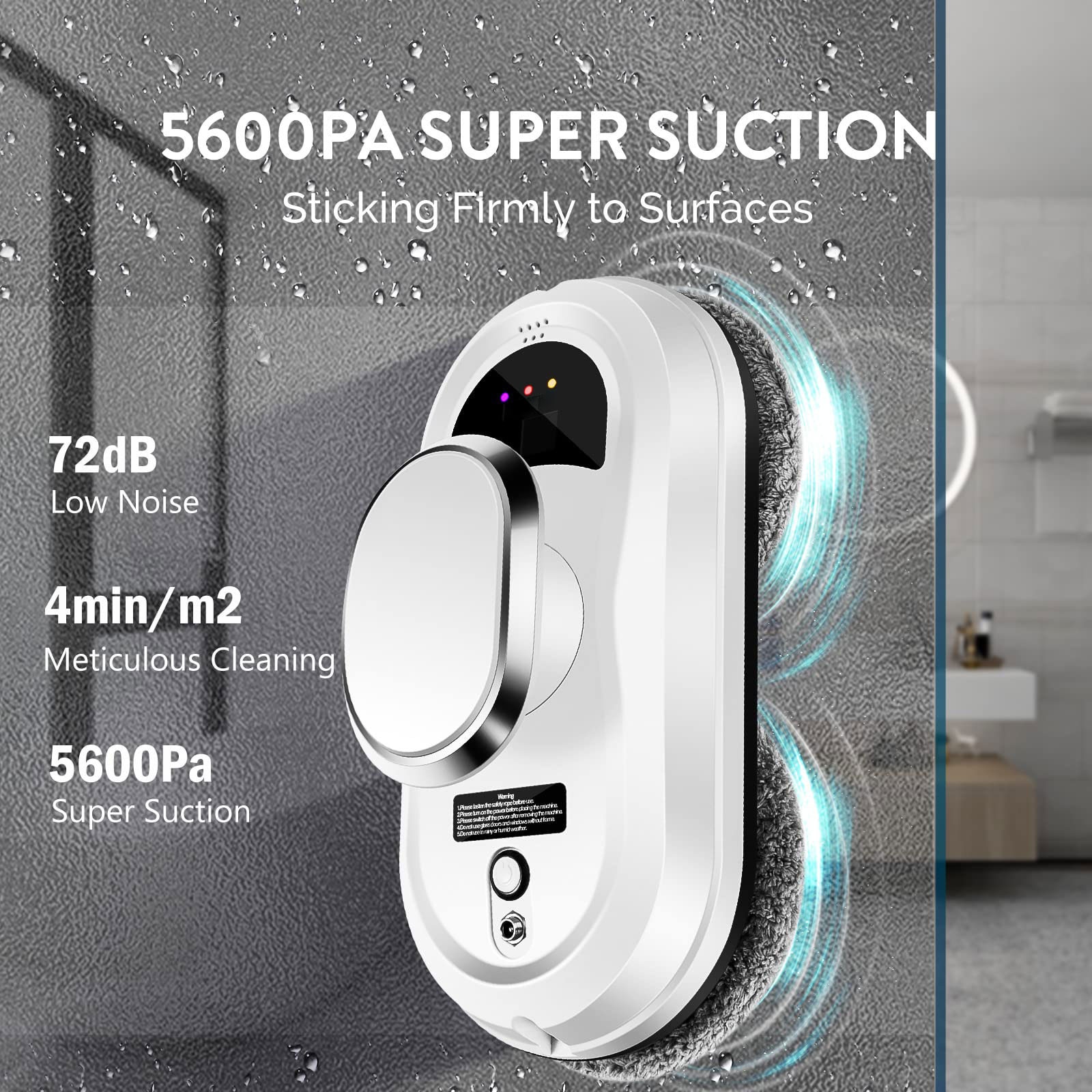 Robot de curatare geamuri, OVERTANG, 5600Pa putere de aspiratie, control de la distanta, accesorii incluse