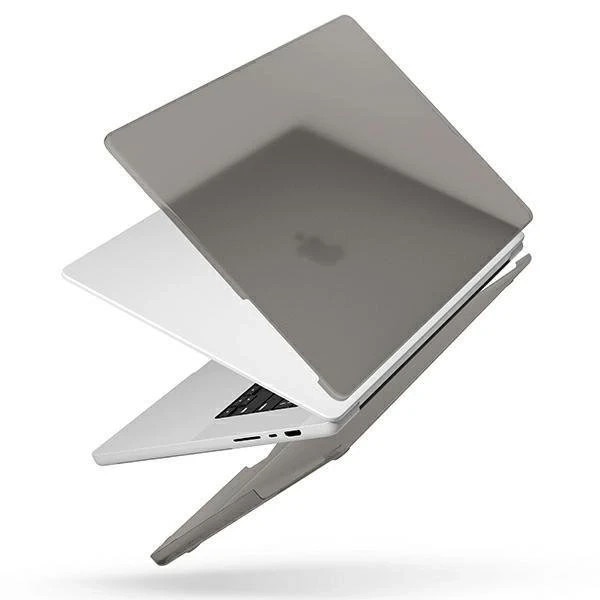 Etui laptop UNIQ Claro, transparent, pentru MacBook Pro 16" (2021), 2 piese, gri mat