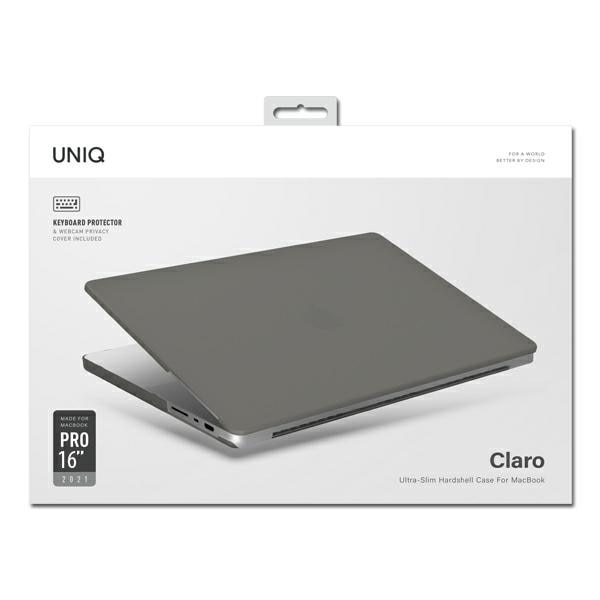 Etui laptop UNIQ Claro, transparent, pentru MacBook Pro 16" (2021), 2 piese, gri mat