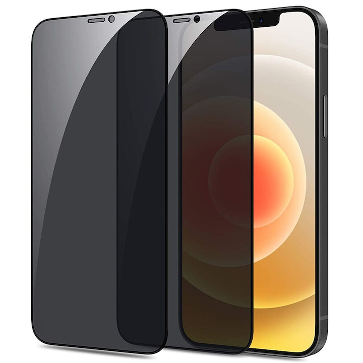 Set 2 Folii Privacy de protectie Compatibila cu iPhone 13 Mini, Full Cover, 6D, Calitate Premium