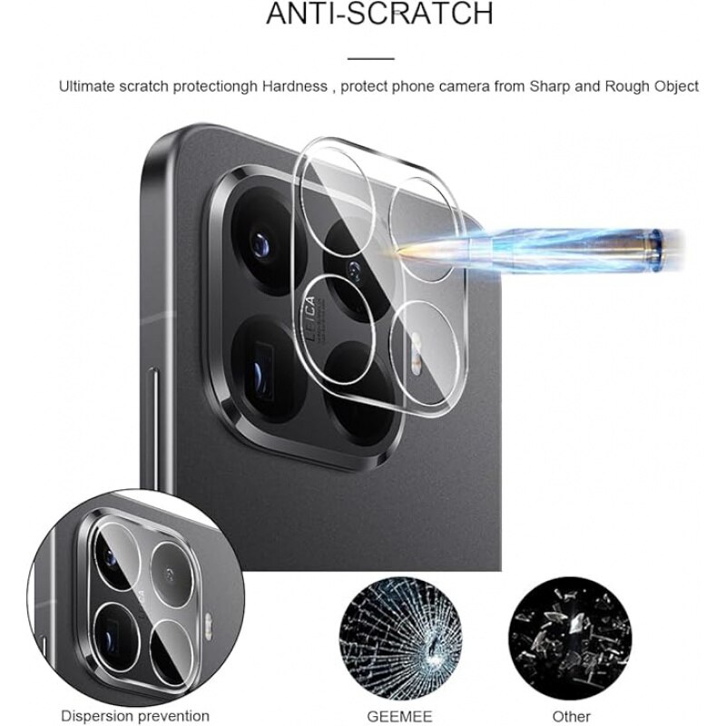 2 Bucate Protector Lentile Camera pentru Xiaomi 15T, Sticla Securizata 9H, Anti-Strapaturi, Rezistent la Explozie, Transparenta HD, Anti-amprente Digitale, Fara Bule