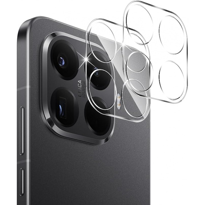 2 Bucate Protector Lentile Camera pentru Xiaomi 15T, Sticla Securizata 9H, Anti-Strapaturi, Rezistent la Explozie, Transparenta HD, Anti-amprente Digitale, Fara Bule