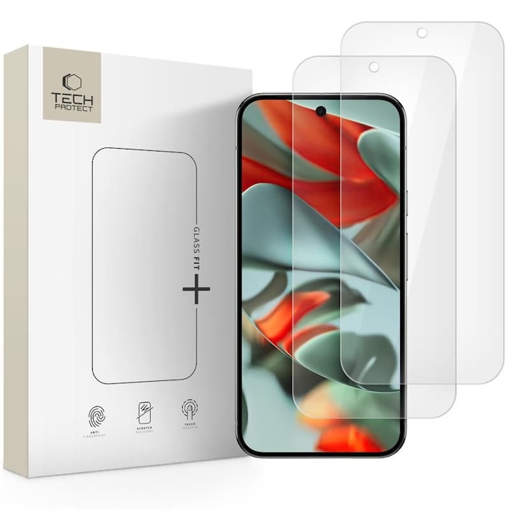 Set 2 folii sticla securizata TECH-PROTECT Glass Fit+ compatibil cu Google Pixel 9 Pro XL / 10 Pro XL Clear