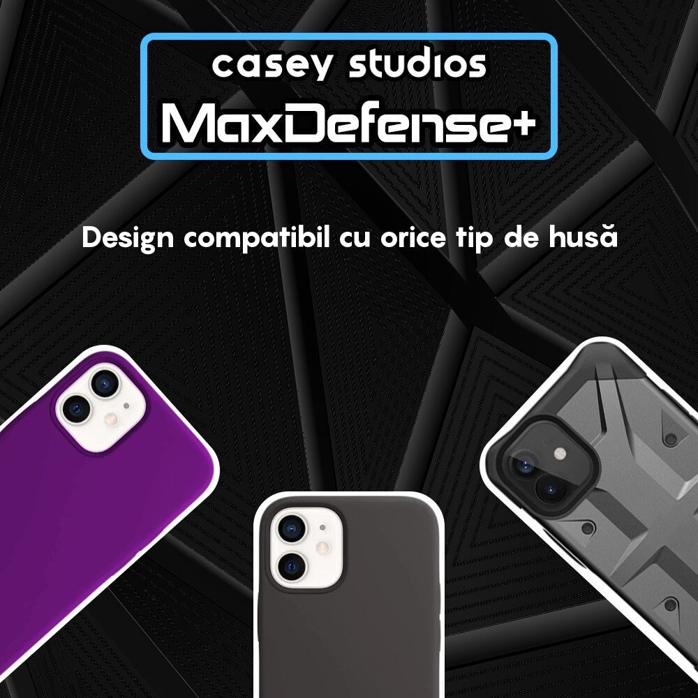 Set 2x Folie Sticla Camera compatibil cu iPhone 11, CASEY STUDIOS™ MaxDefense+, Protectie Securizata, Duritate 9H, Full Cover, Anti Zgarieturi, Ultra HD, Protectie Profesionala Camere 3D, Anti Zgarieturi, Anti Socuri