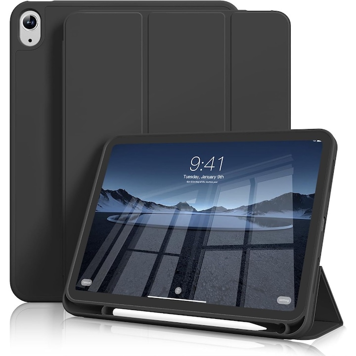 Husa inteligenta, pentru Apple iPad 10.9", Unghiuri Ajustabile, Negru