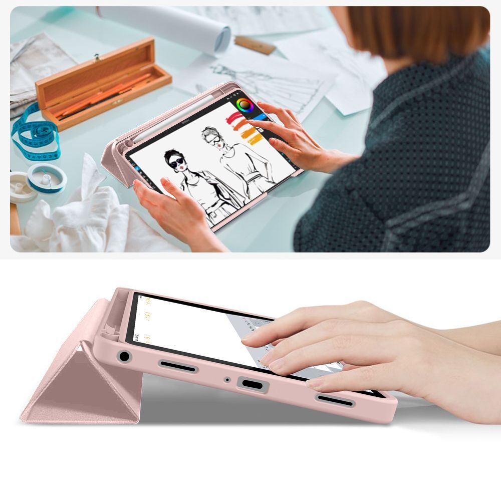 Husă tabletă, Tokgalaxis, Compatibilă cu Samsung Galaxy Tab A11 8.7x133/X135, Roz, Suport pentru creion
