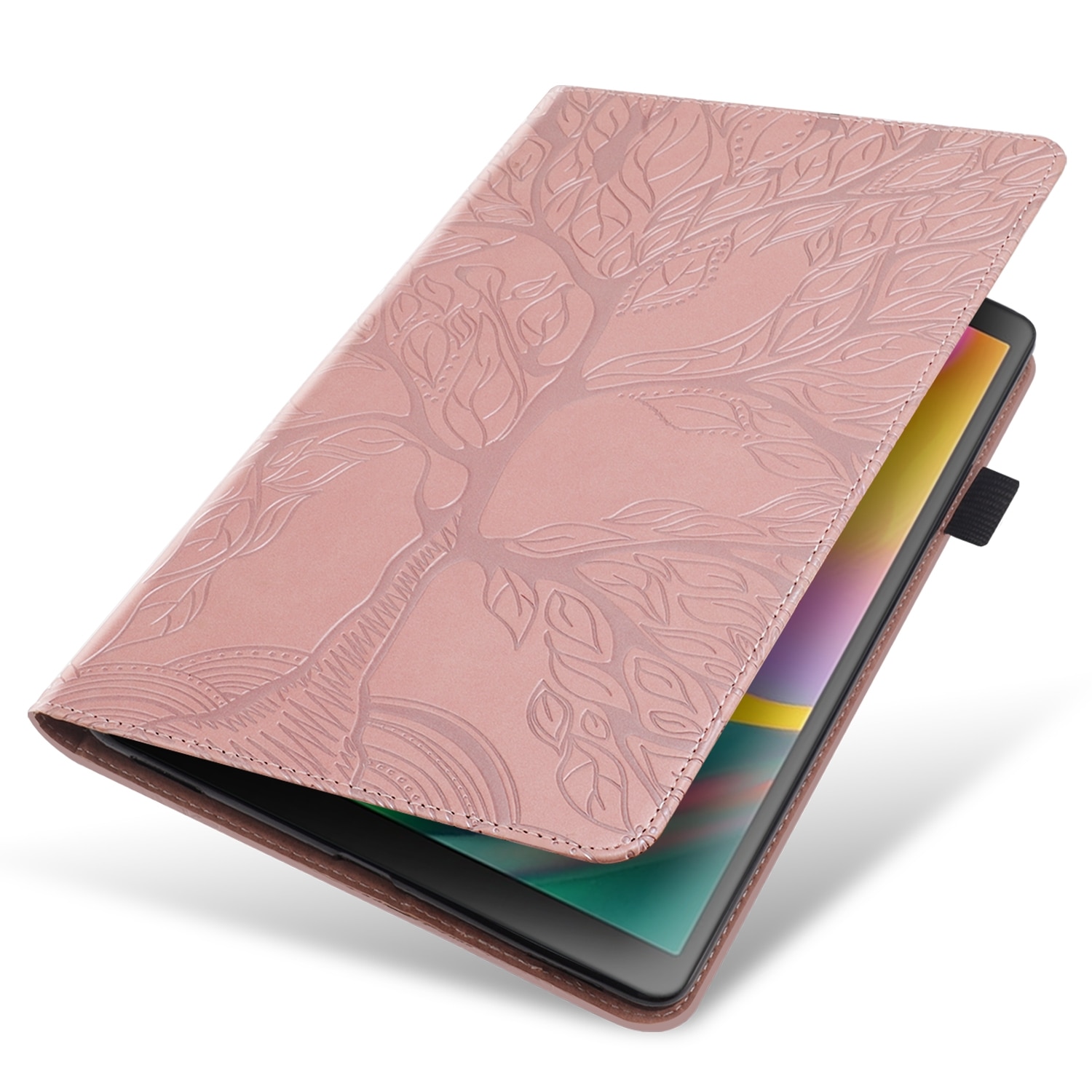 Husa tableta pentru Huawei MediaPad M5 10.8 inch, piele PU, design tip carte cu suport & sloturi pentru carduri & pix (Rose Gold)