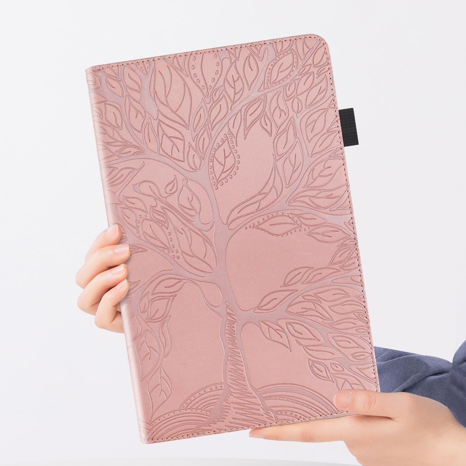 Husa tableta pentru Huawei MediaPad M5 10.8 inch, piele PU, design tip carte cu suport & sloturi pentru carduri & pix (Rose Gold)