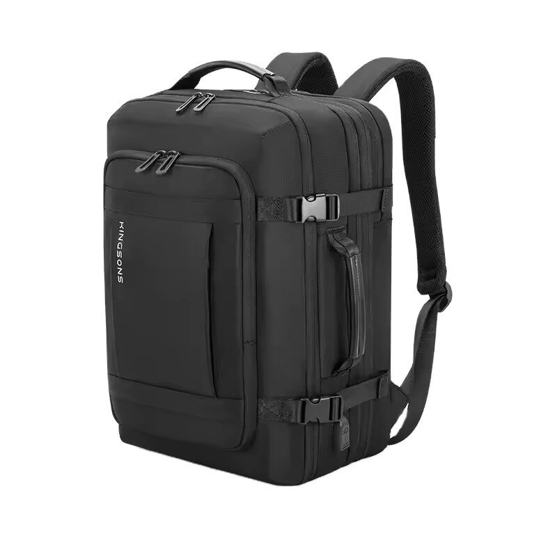 Rucsac laptop 15.6", pentru calatorii, expandabil pana la 27 L, cu port de incarcare USB, KINGSONS, 28.5x21/31x43 cm, Negru