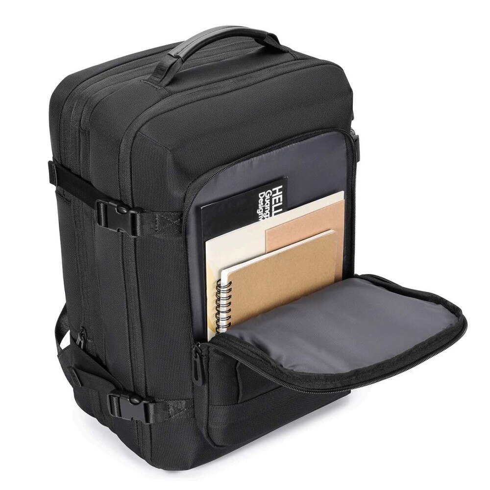 Rucsac laptop 15.6", pentru calatorii, expandabil pana la 27 L, cu port de incarcare USB, KINGSONS, 28.5x21/31x43 cm, Negru