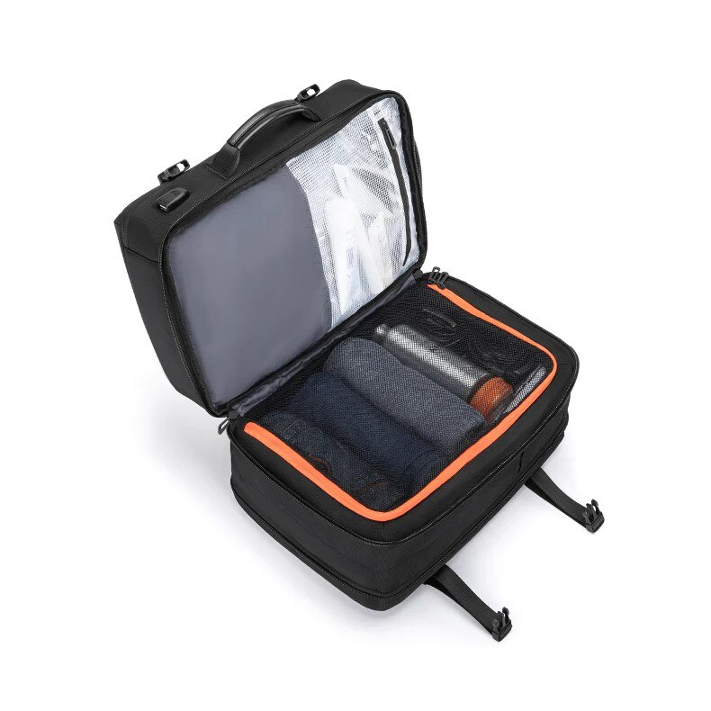 Rucsac laptop 15.6", pentru calatorii, expandabil pana la 27 L, cu port de incarcare USB, KINGSONS, 28.5x21/31x43 cm, Negru