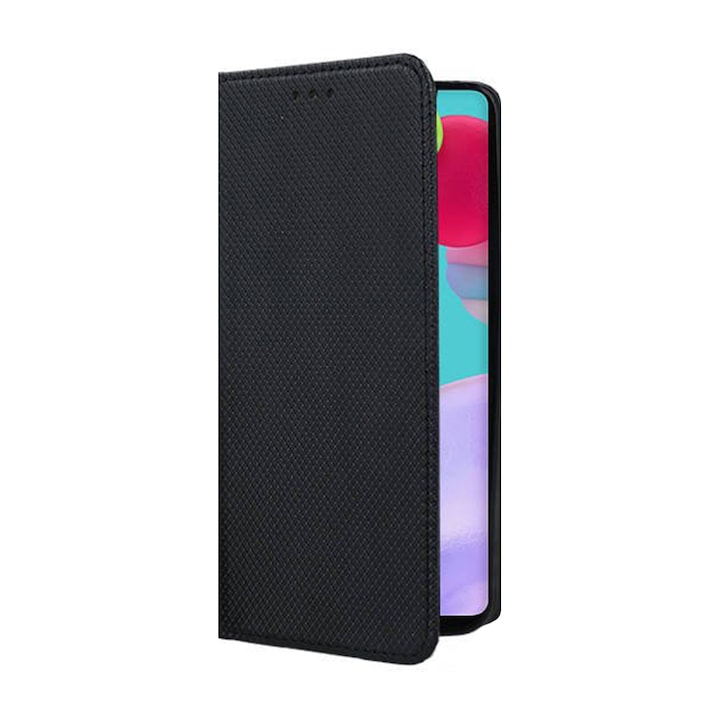 Husa carte compatibila cu Samsung Galaxy A6 2018, Comando Book, Inchidere magnetica, Buzunar interior pentru card, Flip stand, Protectie completa si practica, Negru