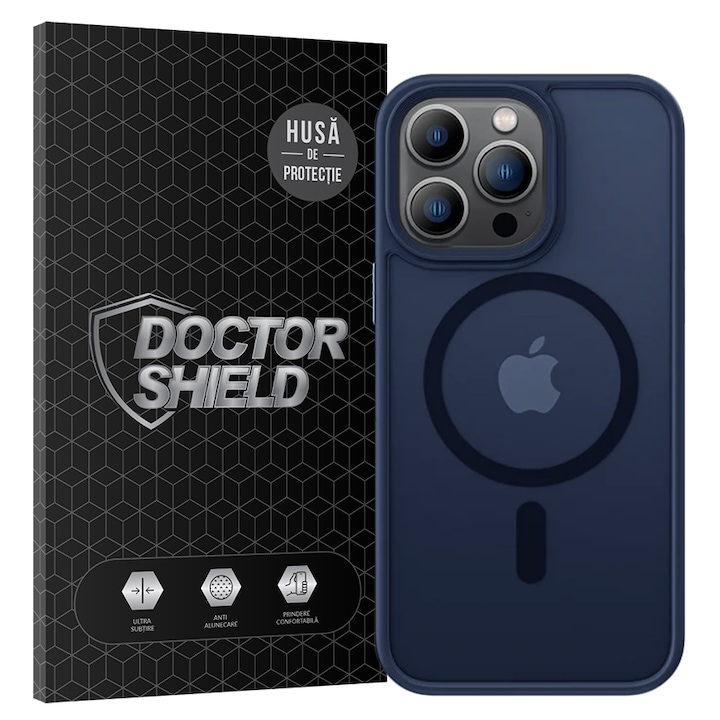 Husa de Protectie, Compatibila Apple iPhone 12 Pro Max, Doctor Shield Fantom, MagSafe - Albastru