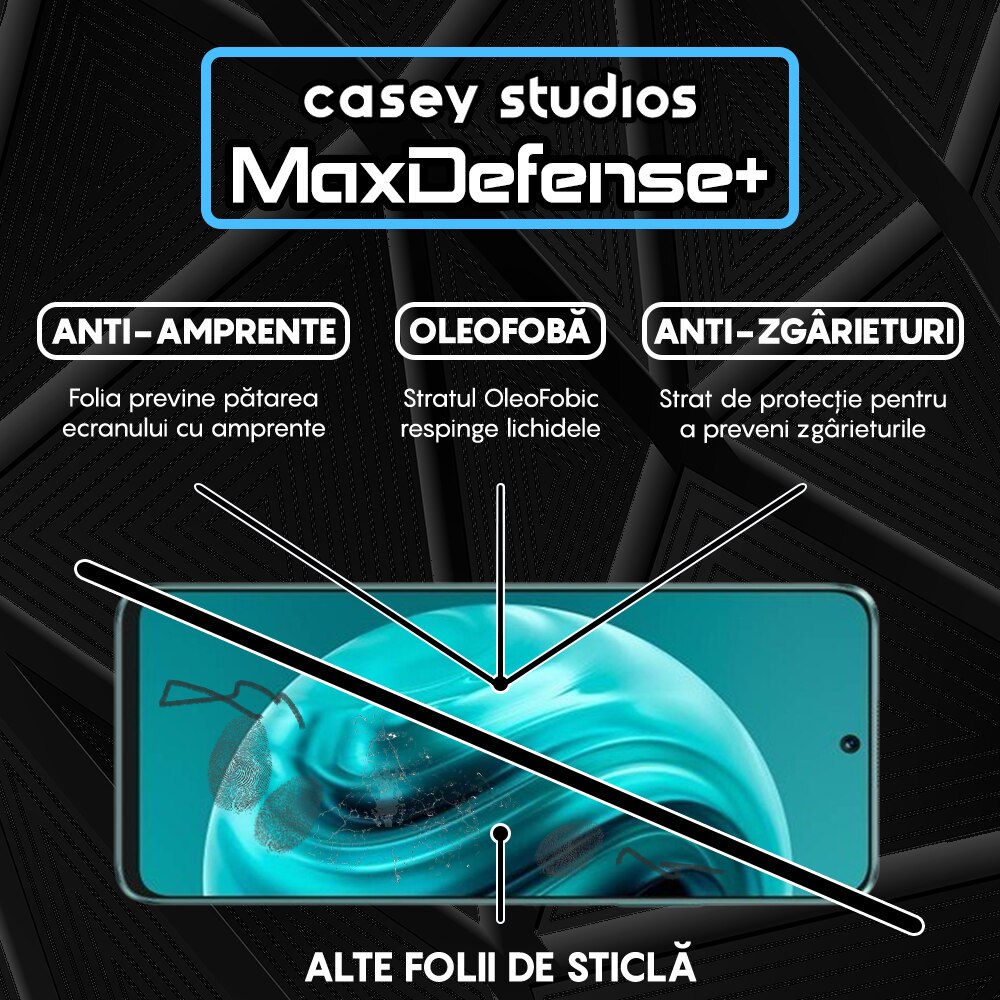 Folie Sticla CASEY STUDIOS™ compatibila cu Huawei nova 12i, Full Cover 3D, Full Glue, Duritate Militara, Ultra HD, Anti Zgarieturi, Anti Amprente, Anti Socuri, Margini Negre