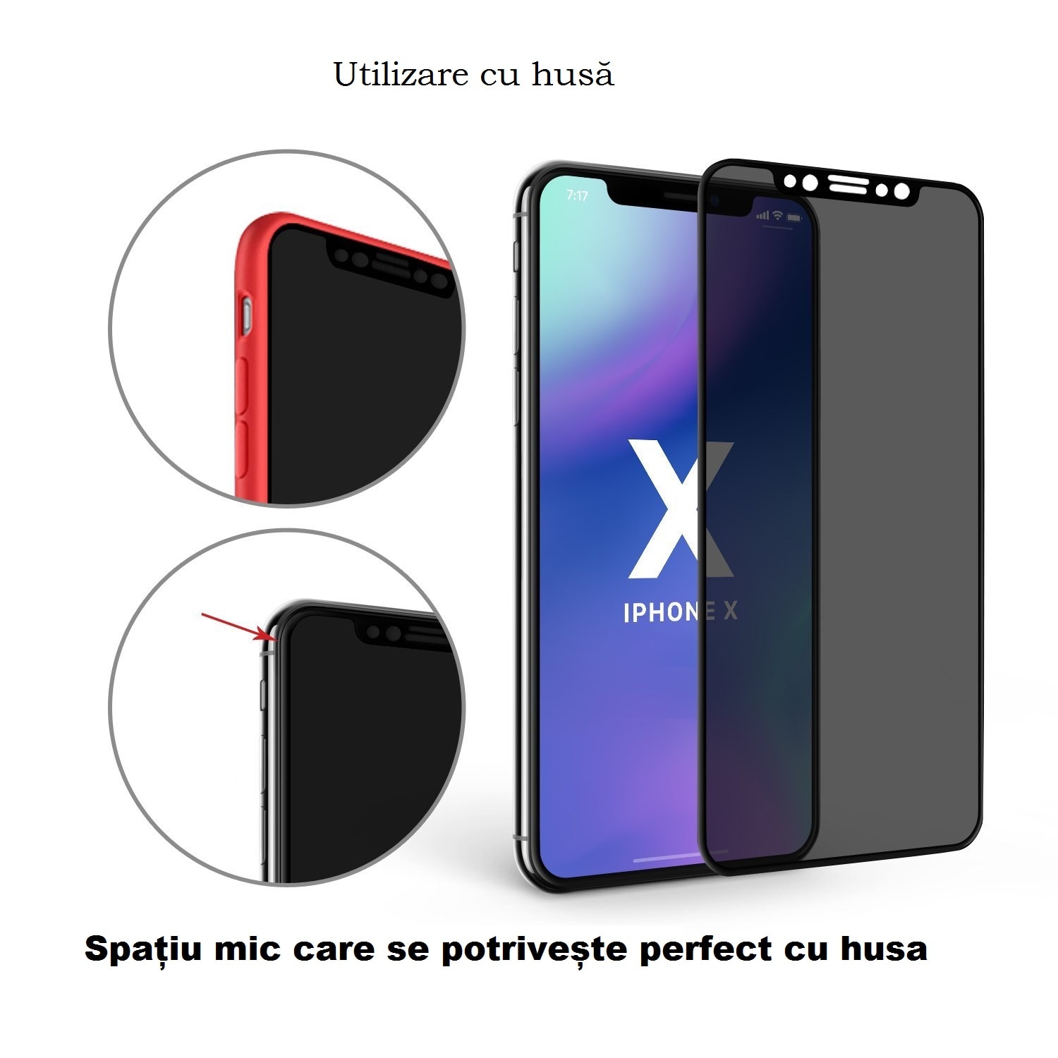 Folie Sticla Dr.Shield, Compatibil Apple iPhone 11 Pro, Protectie Profesionala Ecran 3D, Full Cover, Model Privacy- Negru
