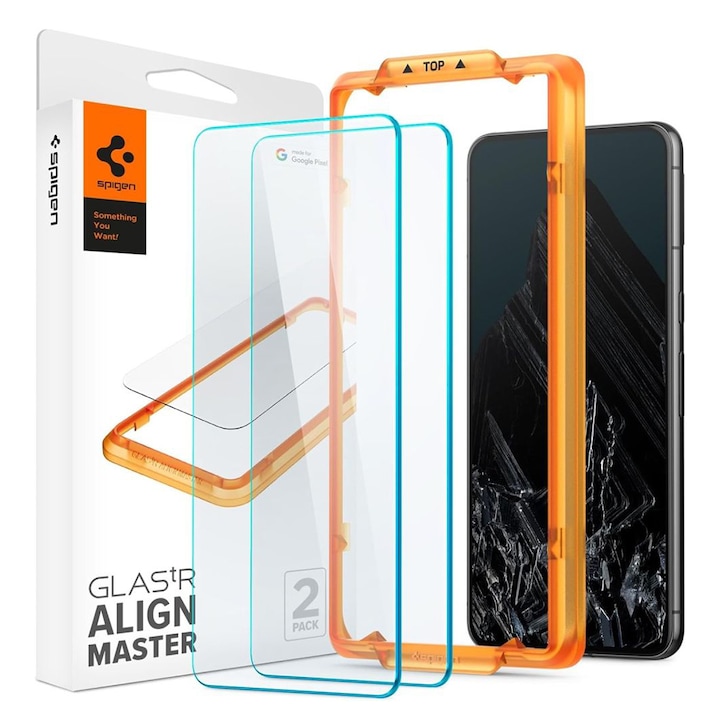 Set 2 folii pentru Google Pixel 8 Pro, Spigen Glas.TR Align Master, transparent